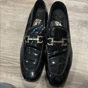 Salvatore Ferragamo Men's Glossy Black Loafers
